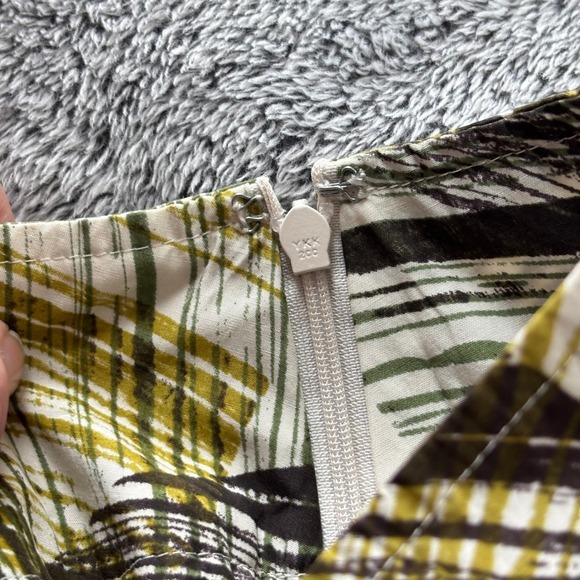 NYC Geometric Silk Skirt A Line Size 4 Retro Cotton Abstract Artsy Pleated 19985 - Picture 8 of 11